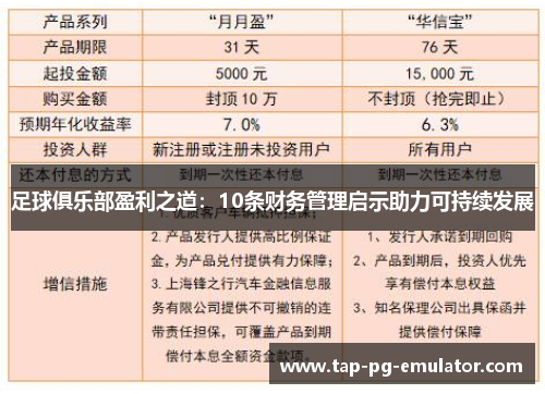足球俱乐部盈利之道：10条财务管理启示助力可持续发展